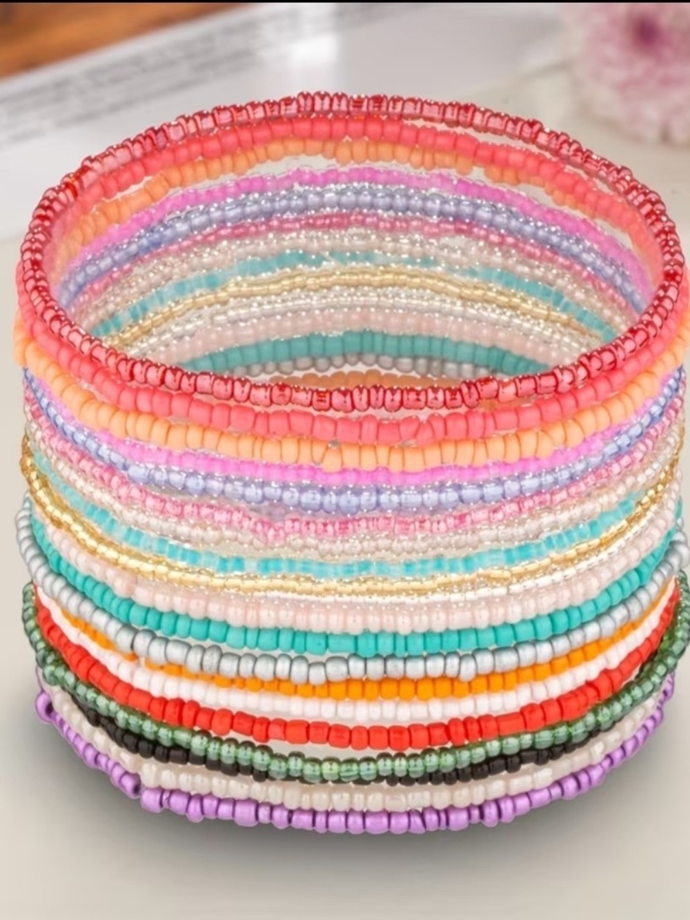 Colorful Beaded Stretch Bracelet Set - Multicolor